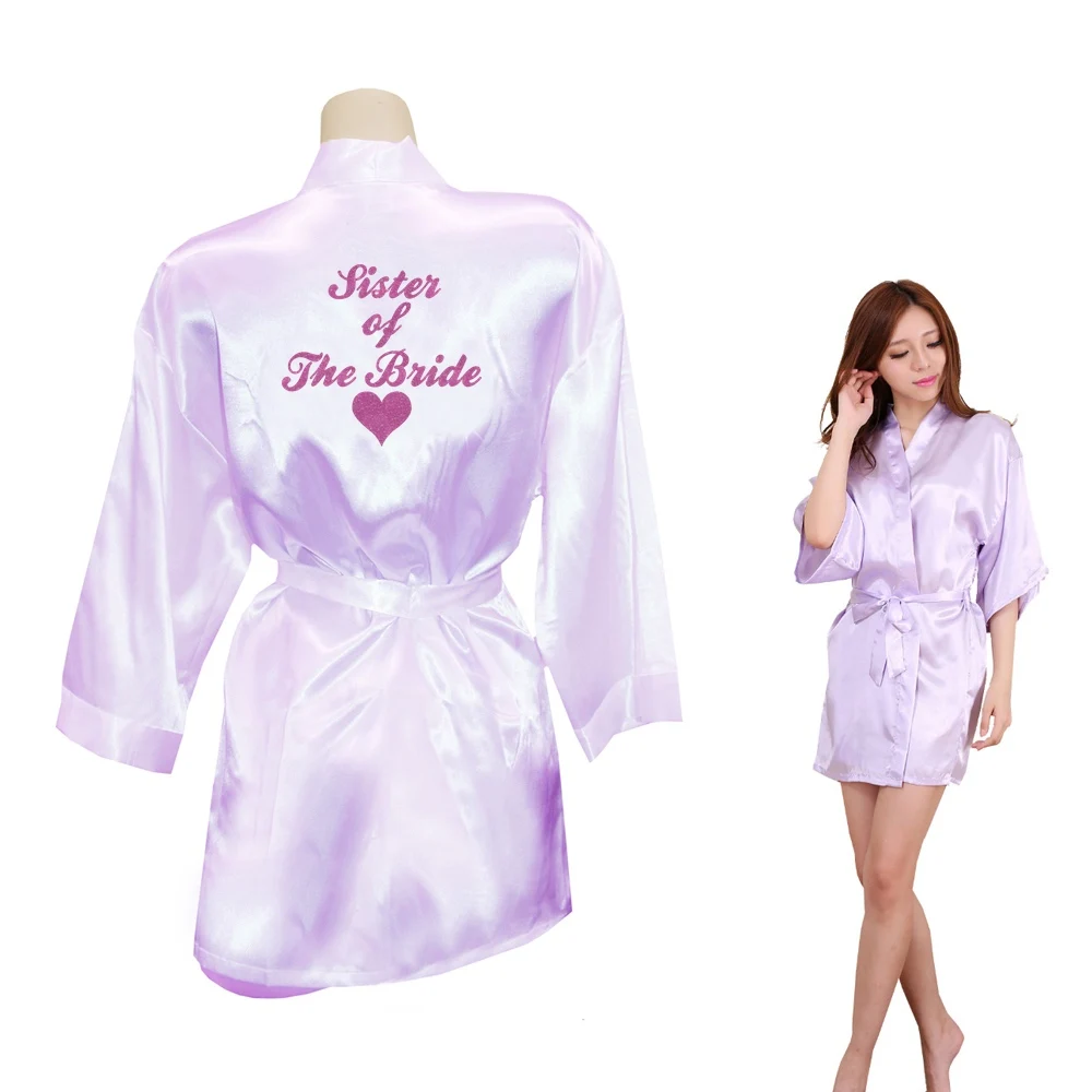 15 LightPurple Pink DongKing/свадебные платья для вечеринок для сестры невесты с золотым блестящим принтом в виде сердца, кимоно, атласный Свадебный Халат - Цвет: 15 LightPurple Pink