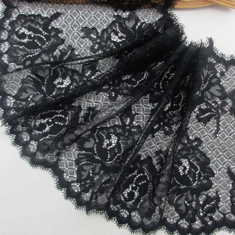 Black Color 3 м/лот 19 см ширина классическая роза Дизайн ресницы украшение, кружевная ткань цветок кружево отделка для одежды аксессуары черный серый - Цвет: Black Color