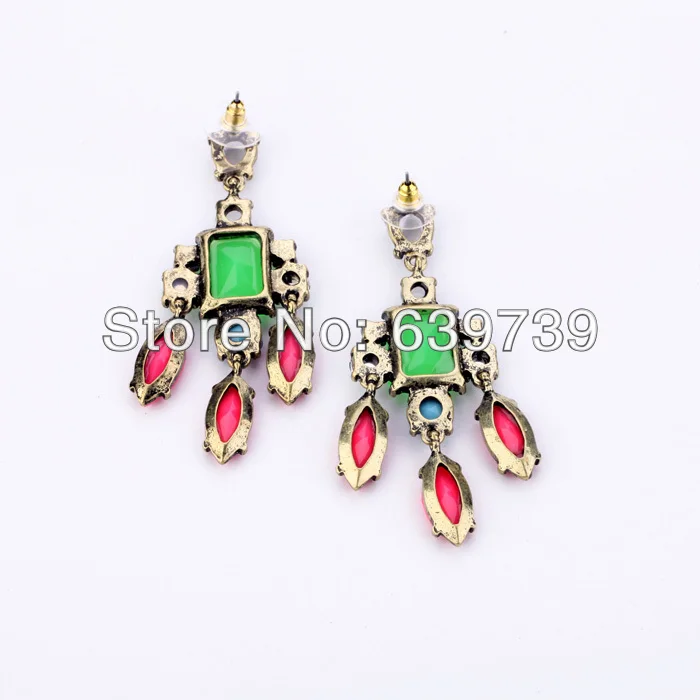 Оптовая цена яркие стильные блестящие серьги из зеленого эпоксидного камня |