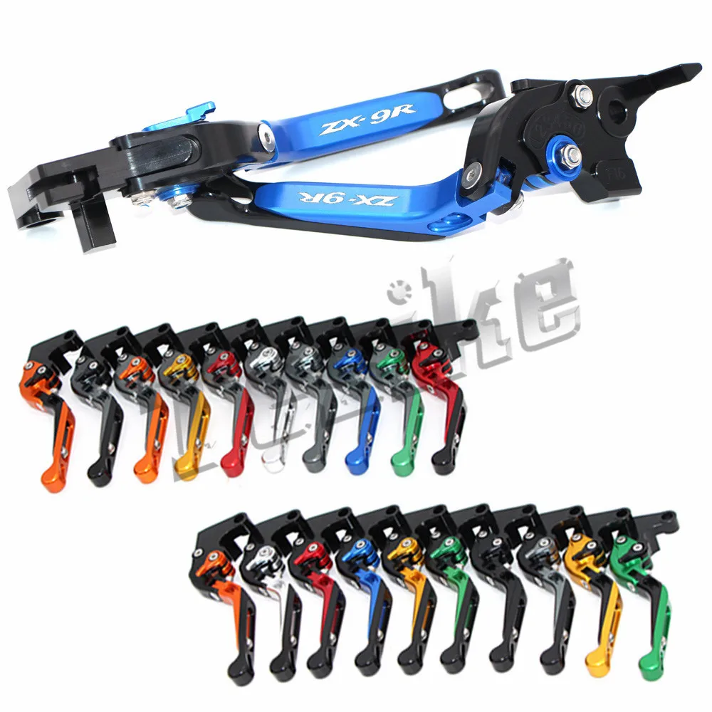 

CNC Brake Clutch Levers Motorcycle For Kawasaki ZX9R ZX-9R 2000-2003 2001 2002 Foldable Extendable Logo (ZX9R)