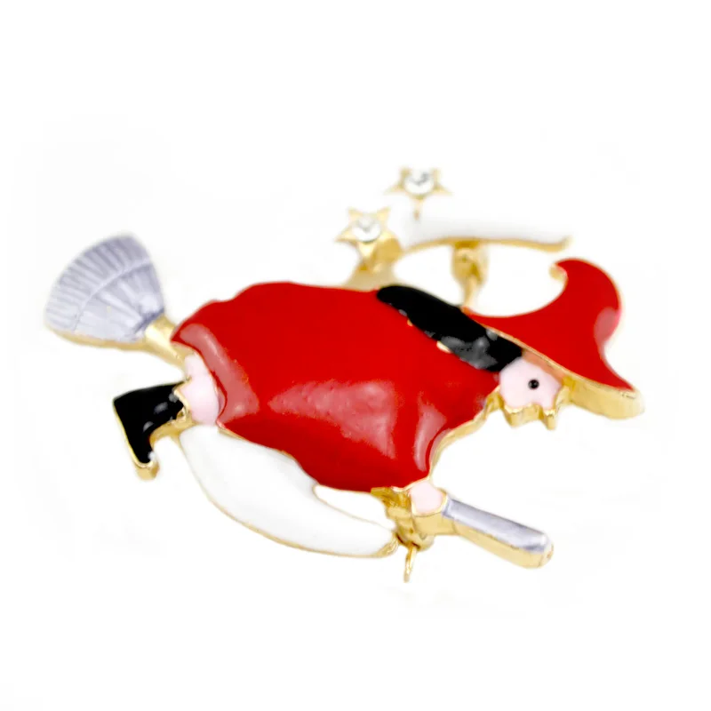 Women Fashion Enamel Halloween Witch Besom Broom Moon Star Brooch Pin Christmas Jewelry Gift Accessory | Украшения и аксессуары