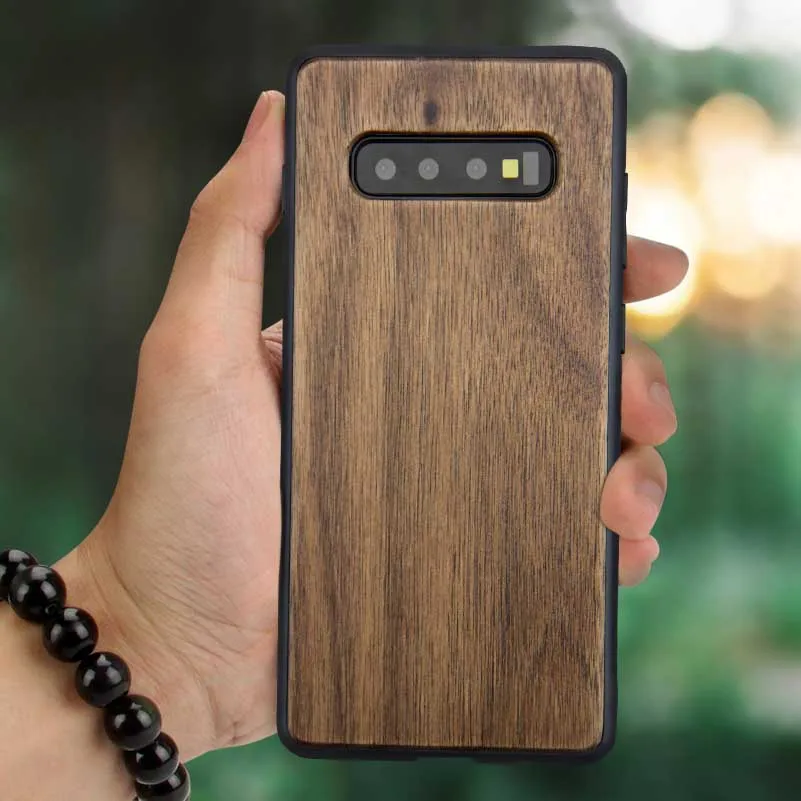 Walnut Чехол с резьбой по дереву и цветком для samsung Galaxy S10 S10 Plus, уникальный бамбуковый чехол для телефона s, чехол для samsung S10 S10 PLUS - Цвет: Walnut