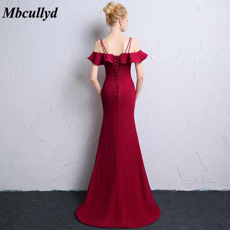 Mbcullyd Charming Mermaid Red Bridesmaid Dresses 2019 Luxury Satin Vestido de festa longo Long Sexy Backless Wedding Guest Dress | Свадьбы и
