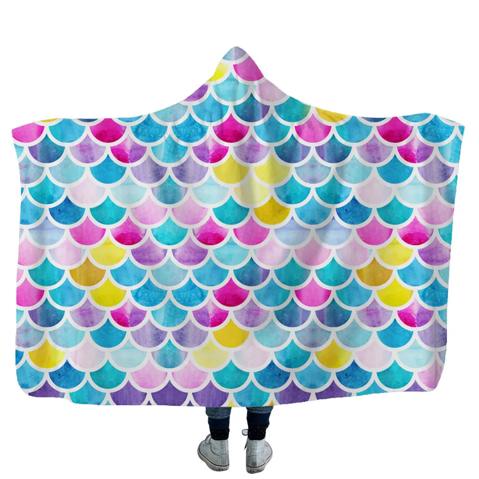 

SOFTBATFY Mermaid Hooded Blanket Fleece Throw Blanket Dropshipping