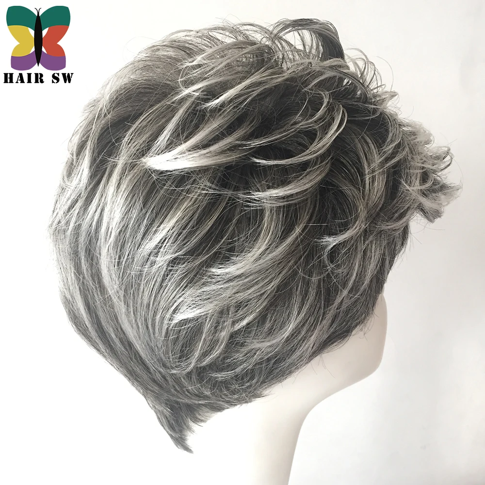 Волосы SW Короткие Волшебные стильные женские синтетические волосы парик Серый