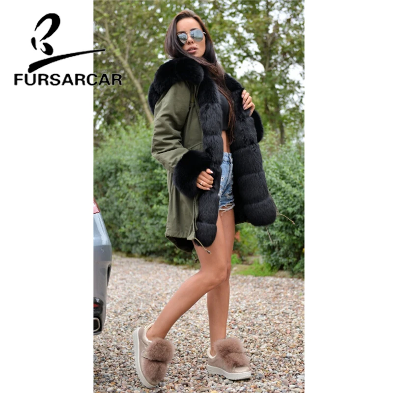 Женское зимнее пальто FURSARCAR из натурального меха Толстая теплая Роскошная