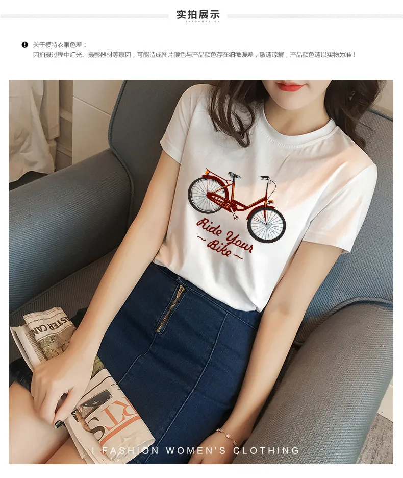 Хлопковая футболка с короткими рукавами 2018 женские летние новых корейских