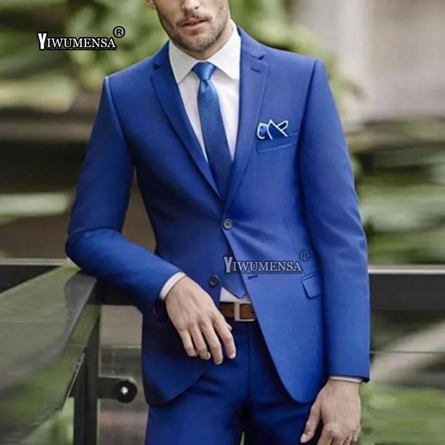 yiwumensa Classic England Style Royal Blue Wedding Suits For Man Custom Made 2 Pieces Groom Prom Suit Mens traje de hombre 2018 | Мужская