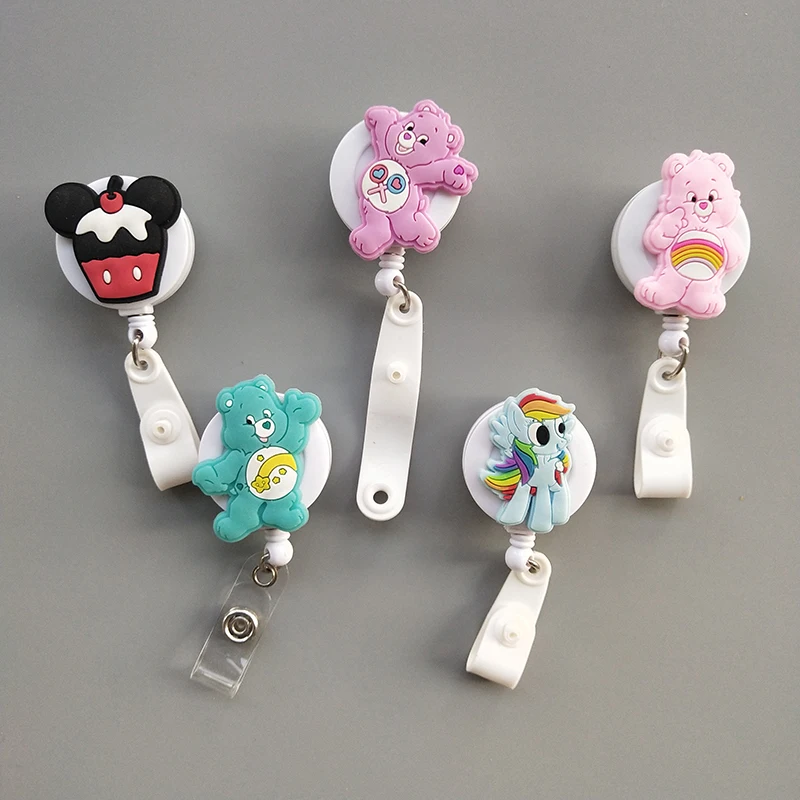 40 шт./лот Мини Kawaii раскладной держатель для бейджа высокого качества акриловый мультфильм значок медсестры держатель катушки Pull ID карты бейдж держатель K043
