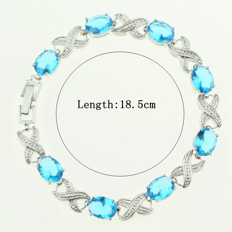 Женский свадебный браслет из стерлингового серебра 925 пробы с голубым фианитом |