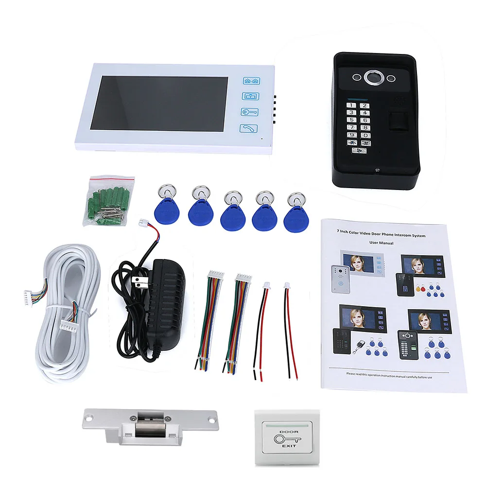 Дверной видеодомофон TFT с идентификацией по отпечатку пальца и RFID-паролем
