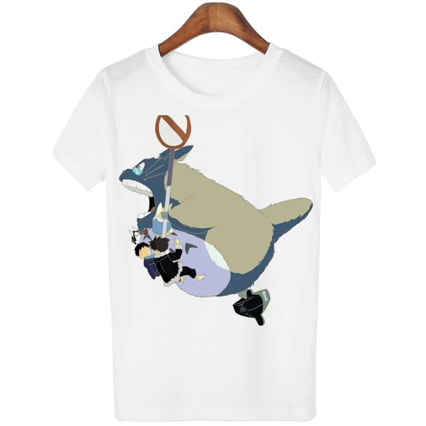 Женская футболка с принтом Тоторо размера плюс топы рисунком блузки camisetas Kwaii |