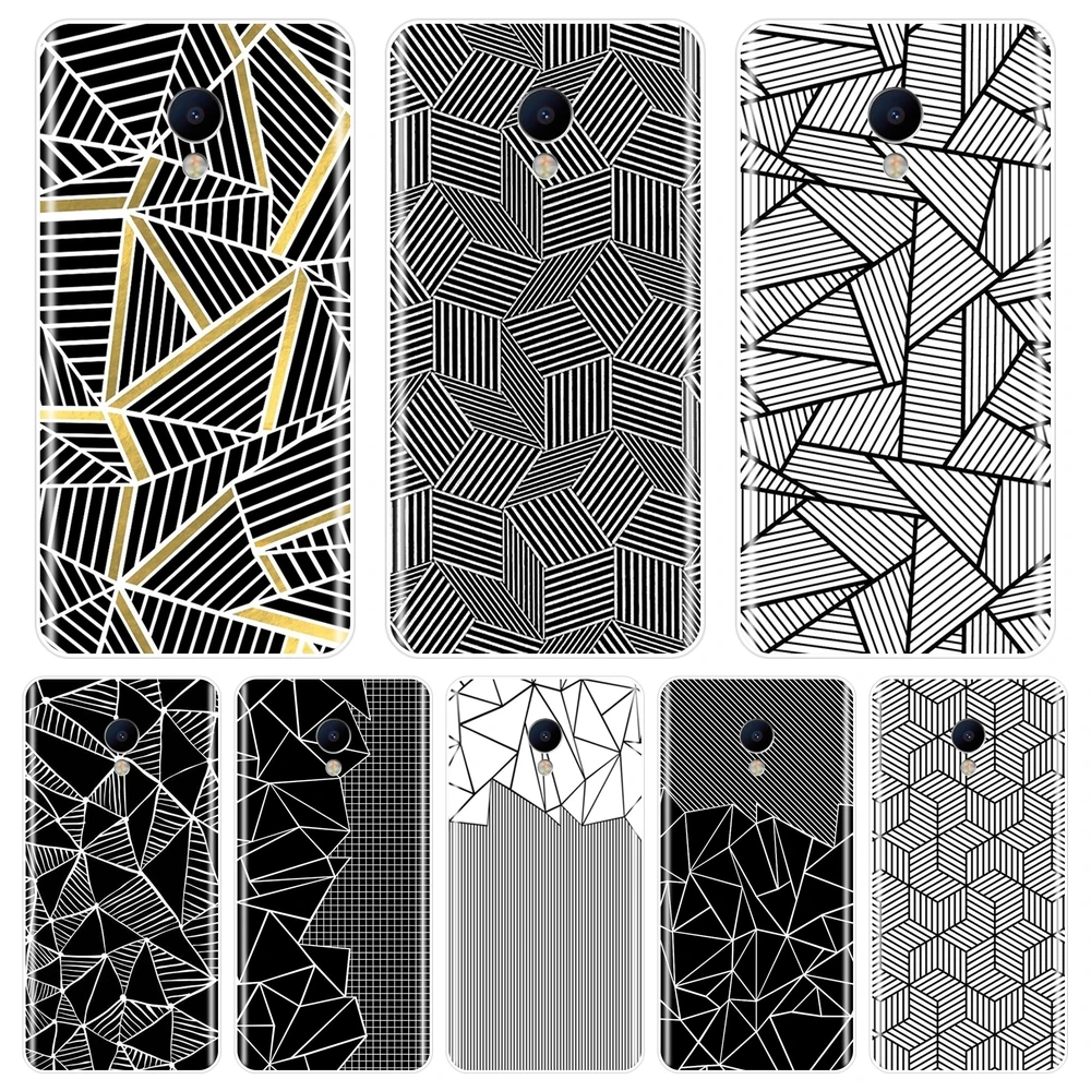 Задняя крышка для Meizu M6 M6S M6T M5 M5C M5S M3 M3S M2 черный геометрический сетка силиконовый