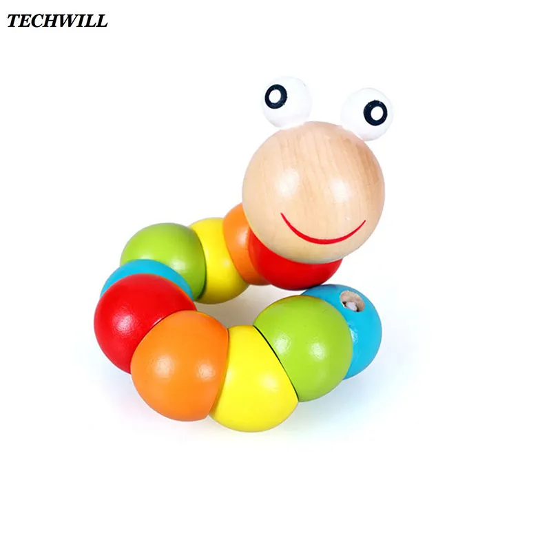 Милые деревянные красочные гибкие строительные блоки гусеницы детские игрушки