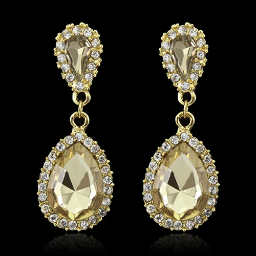 Женские роскошные висячие серьги в форме капли с кристаллами и стразами