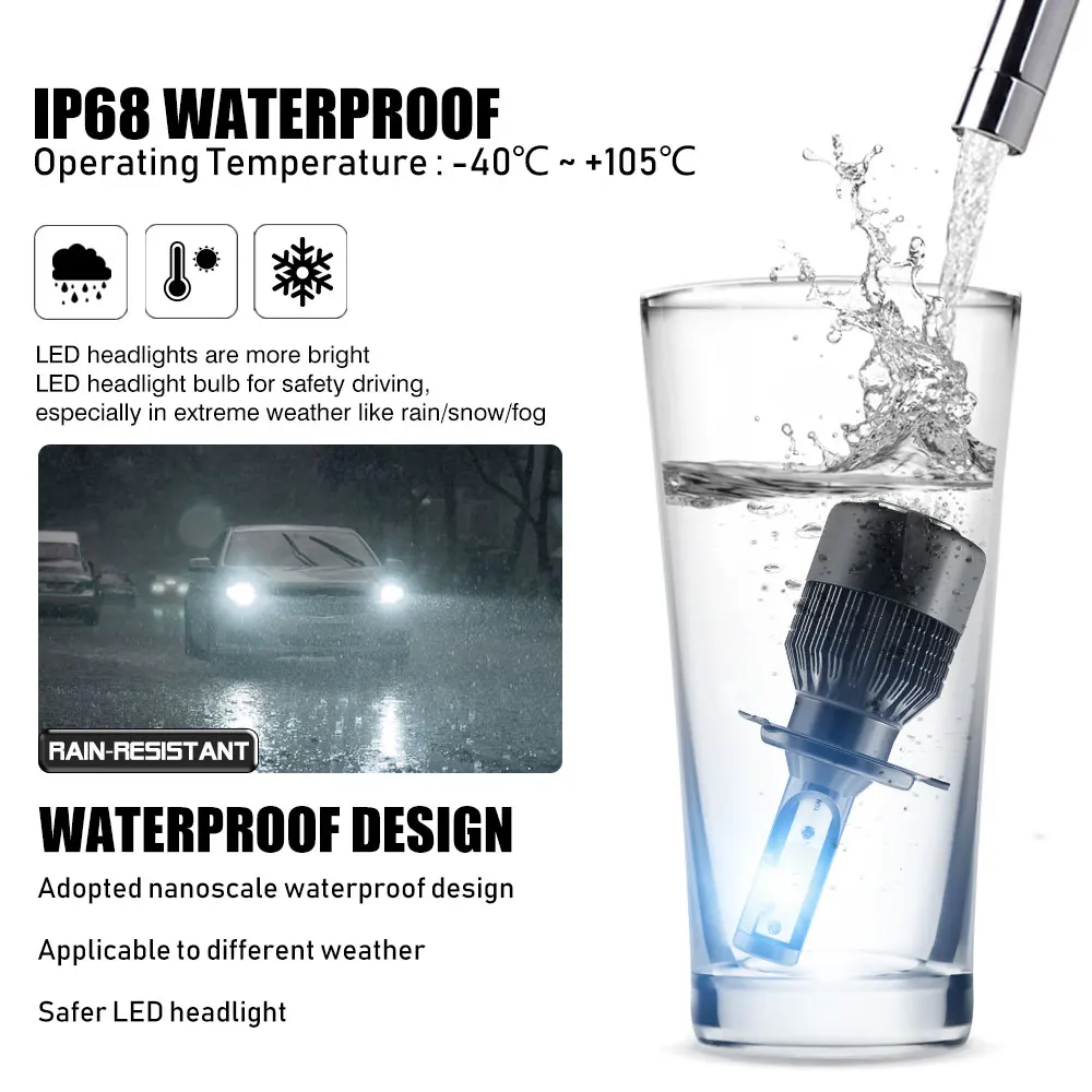 14400Lm светодиодные фары лампы H4/9003/HB2/Hi/Lo Автомобильные Водонепроницаемые для