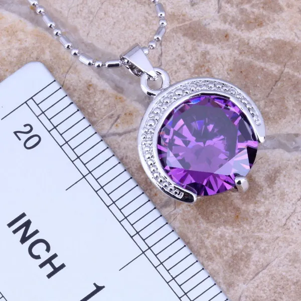 Необычные фиолетовые кубические циркония Посеребренные Ювелирные наборы серьги