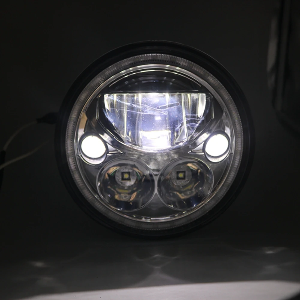 Yait 2PCS DOT Emarked 7inch Vortex led headlight with White Halo DRL for Jeep Wrangler LandRover Defender Lamps