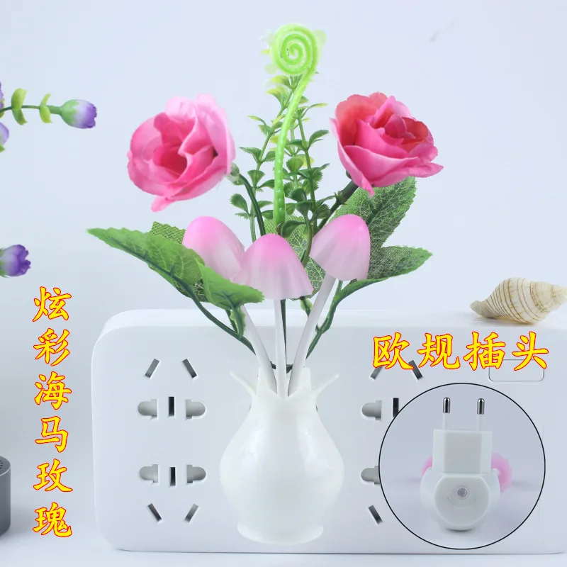 Seahorse rose Светодиодный светильник для ванной, кухни, прикроватный светильник с датчиком, светодиодный светильник с грибом, тюльпаном, цветком, ночной Светильник для домашнего декора - Испускаемый цвет: Seahorse rose
