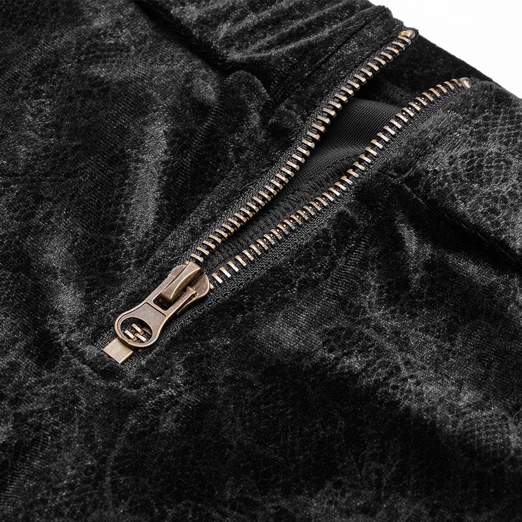 Панк рейв женские стимпанк кружевные леггинсы с ремешками готический черный цветок бархатные женские брюки индивидуальная уличная одежда