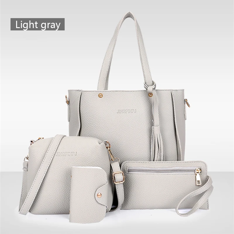 light grey Женская сумка большой емкости, женская сумка с кисточками, модная сумка на плечо, женская сумка из искусственной кожи, сумка bolsas feminin - Цвет: light grey