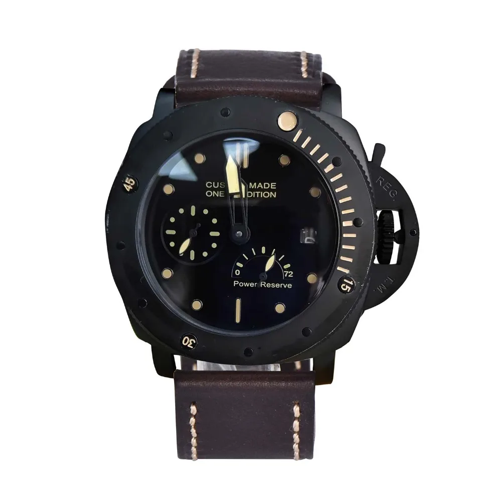 Parnis автоматические часы PVD pam чехол автоматические часы с черным циферблатом военный кожаный ремешок запас хода a1