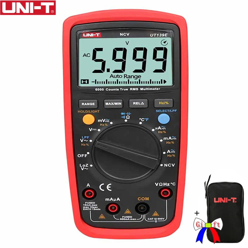 Цифровой мультиметр UNI T UT139E True RMS CAT III температурный зонд 600 В проходной фильтр LPF