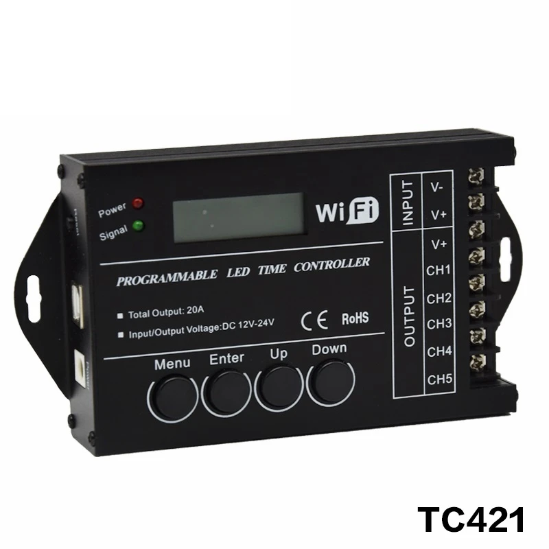 WI FI Время программируемый RGB светодиодный контроллер TC420 TC421 DC12V/24V 5 общего канала