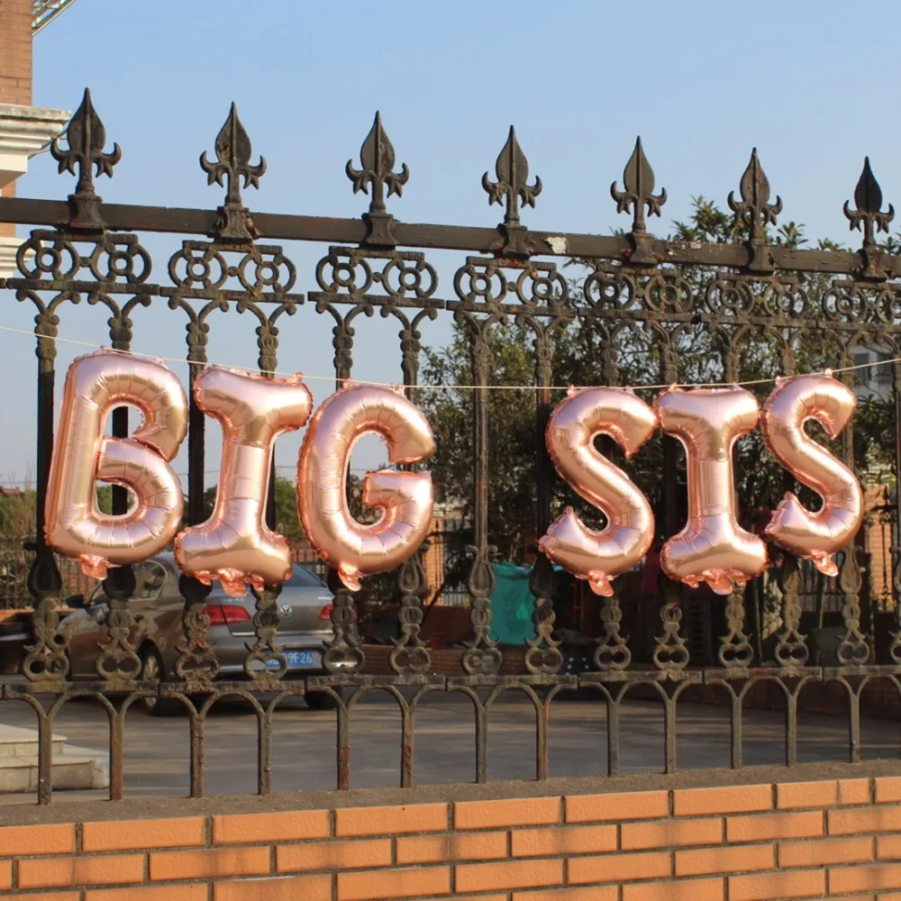 

BIG Sis BIG Bro воздушный шар пол раскрыть вечерние фотобудка розовое золото баннер
