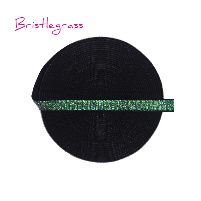 Green AB BRISTLEGRASS 5 ярдов 3/" 10 мм Металлические Блестящие резинки спандекс атласная лента плечевой бюстгальтер ремень нижнее белье, повязка на голову кружево отделка Шитье - Цвет: Green AB