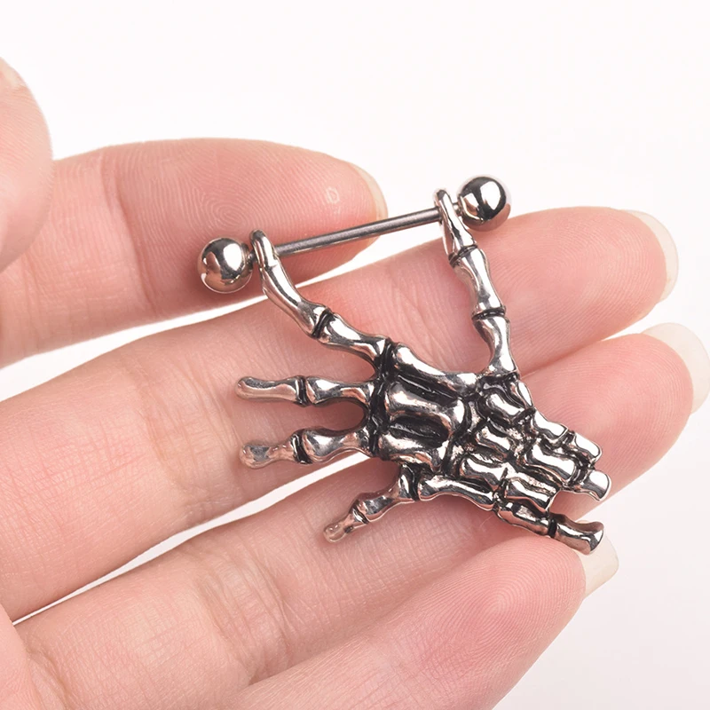 Hot Piercing Nipple Ring 2 Pcs Puncture sputum ring Skeleton Hand Shape Nose Woman Sexy Body Jewelry | Украшения и аксессуары