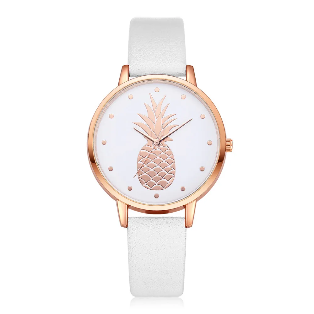 

Women Watches Pineapple Pattern Girl Wrist Watch Fashion Leather Analog Quartz Women Watch Lady Female Clock relogio feminino