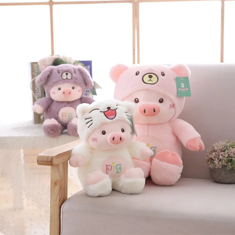 50 см милые плюшевые игрушки мультяшная свинка с шапкой Kawaii мягкий Кот медведь