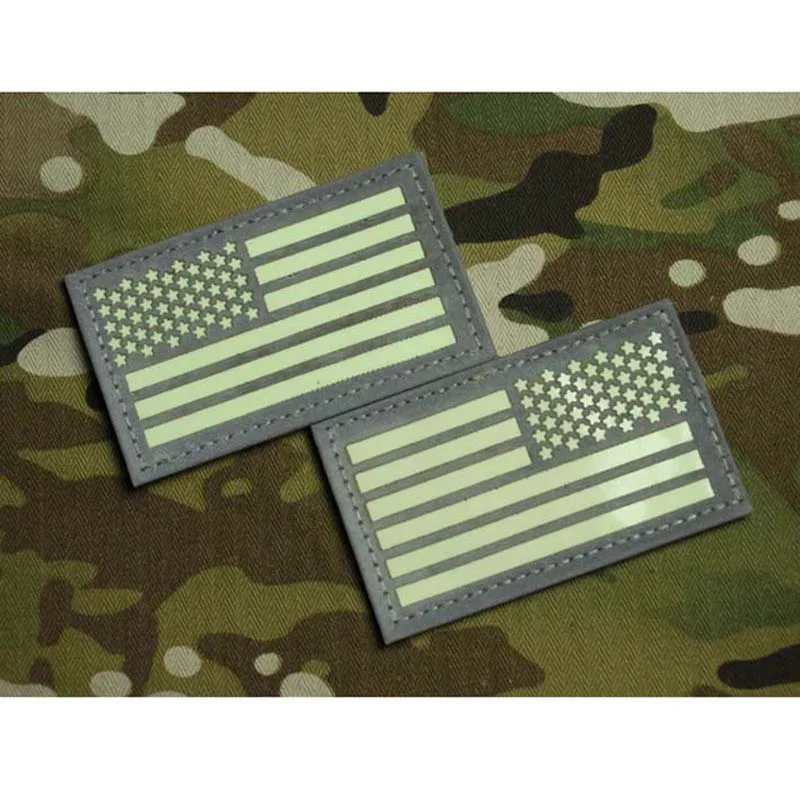 Слева направо IR Флаг США отражающий светящийся патч значок браслет для