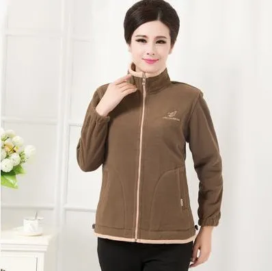 Флисовое пальто для матери среднего возраста весна осень женские кофты|womens casual