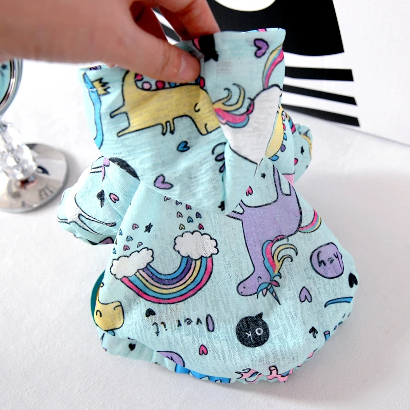 Летняя мультяшная Одежда для собак мягкий жилет щенка с принтом животных костюмы