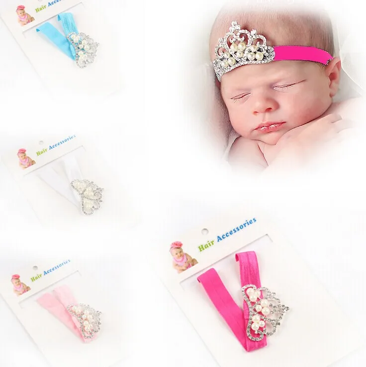 

12pcs/lot Crown Rhinestone Tiara Elastic Headband