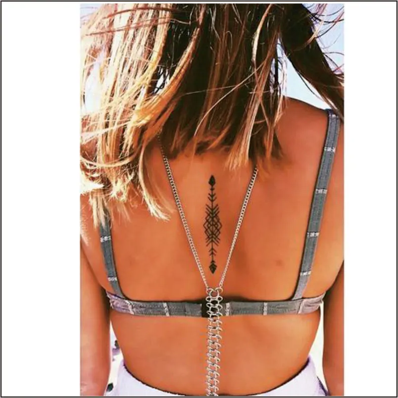 #BH-15 BeautifuL Half Lotus Black Henna Temporary Tattoo with Arrow Pattern Inspired Body Sticker | Красота и здоровье