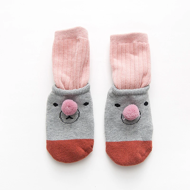 Lovely Bear Baby Socks Two-Piece Infant Boy Girl Anti Slip Winter Warm Cotton Blended Elastic Comfortable Ins Style | Мать и ребенок