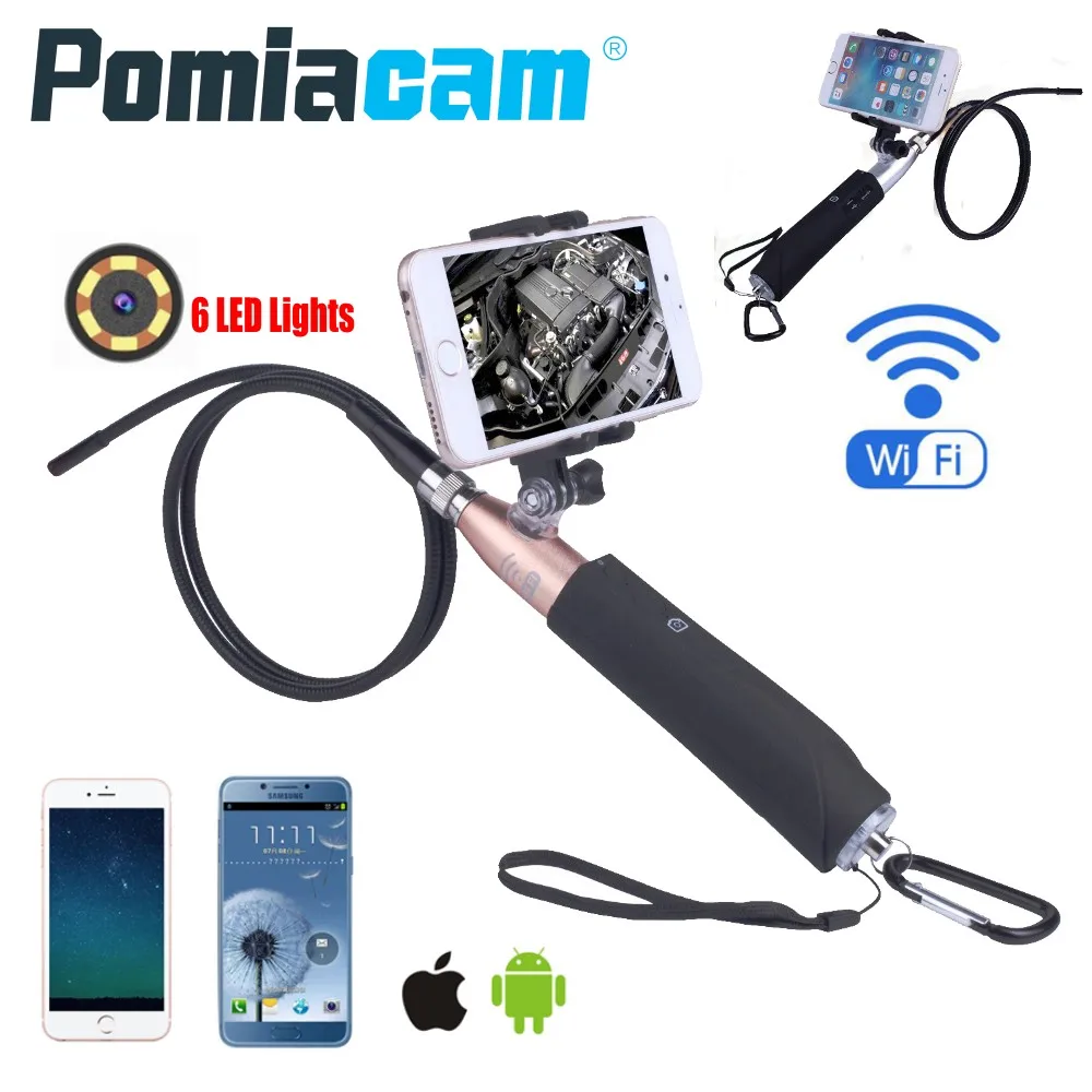 

Handheld Wifi Endoscope Camera ZCF110 8mm Lens 6LED IOS Android Endoscope Borescope 1m Hard Cable Snake Industrial Endoscope