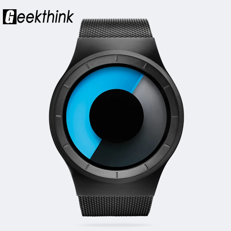

GEEKTHINK Men's Quartz Watches Casual Stainless steel Mesh Band Male female Wristwatch Gifts Creative Dial Clock montre homme #a