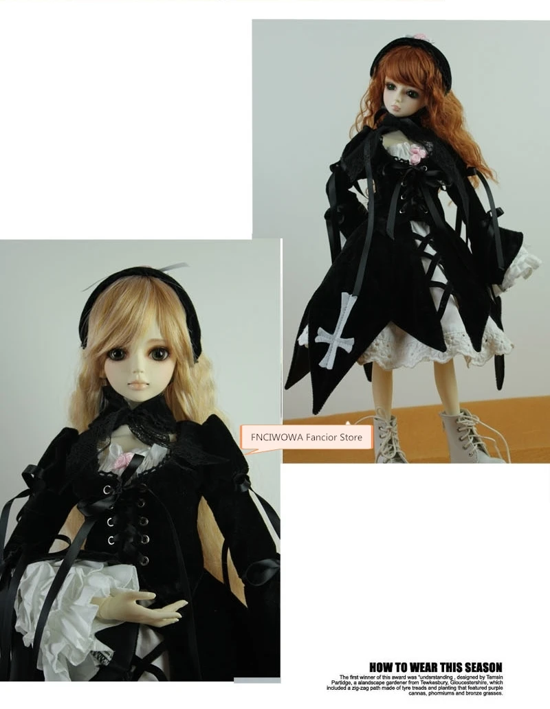 Аксессуары для куклы bjd одежда 1/3 1/4 1/6 Девушка bjd Suigintou похожее платье костюм в стиле «лолита» с юбкой в западном стиле верный