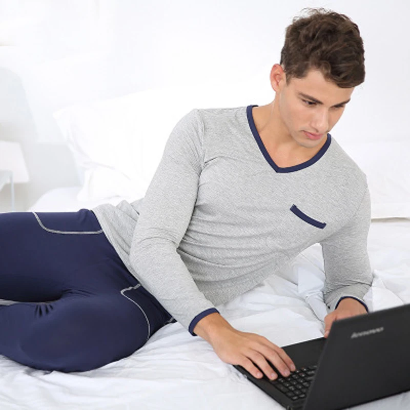 Men's Pajamas Spring Autumn Full Sleeve Sleepwear Cotton Solid Cardigan Pajamas Men Lounge Pajama Sets Plus size L 3XL Sleep