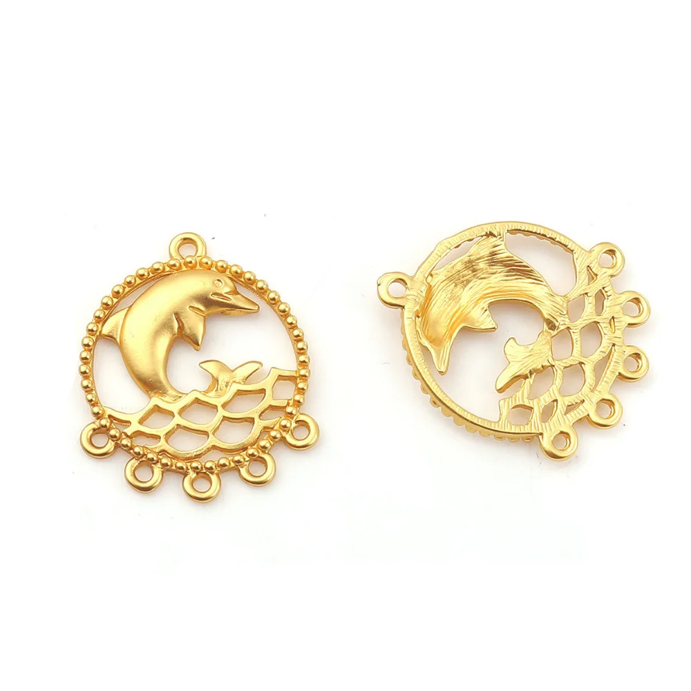 DoreenBeads сплав на основе цинка соединители для люстры Круглый Золотой Цвет Дельфин