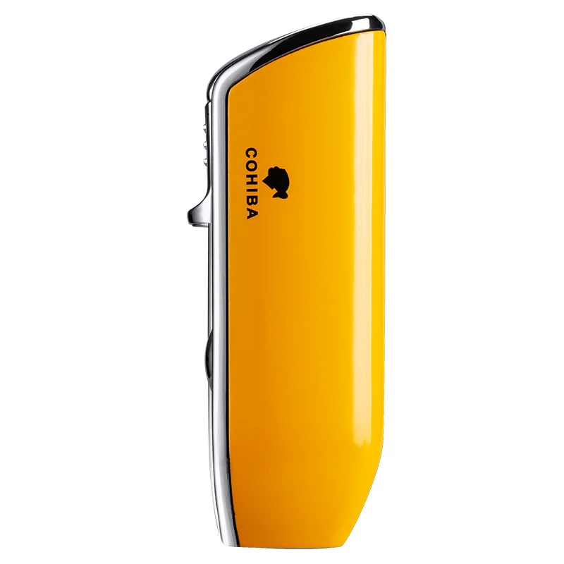 COHIBA металлическая ветрозащитная мини-карманная зажигалка для сигар 3 реактивного синего пламени зажигалки для сигарет с подарочной коробкой для сигарет с резцом