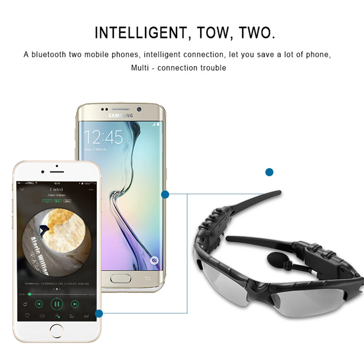 JRGK портативный Bluetooth наушники открытый BT4.1 очки музыка с микрофоном стерео