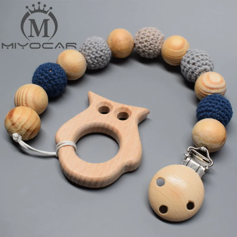 MIYOCAR натуральный безопасный деревянный Соска с бусами для вязания крючком зажим