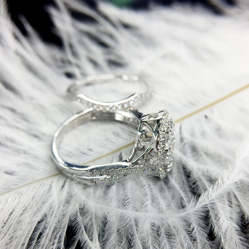 Однотонный 10 к белый золотой центр 1.5ctw F цвет Moissanite помолвочный Свадебный