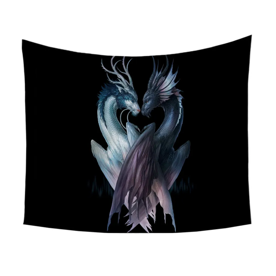 Yin and Yang Dragons черный от JoJoesArt гобелен для гостиной Настенный Ковер с 3D принтом