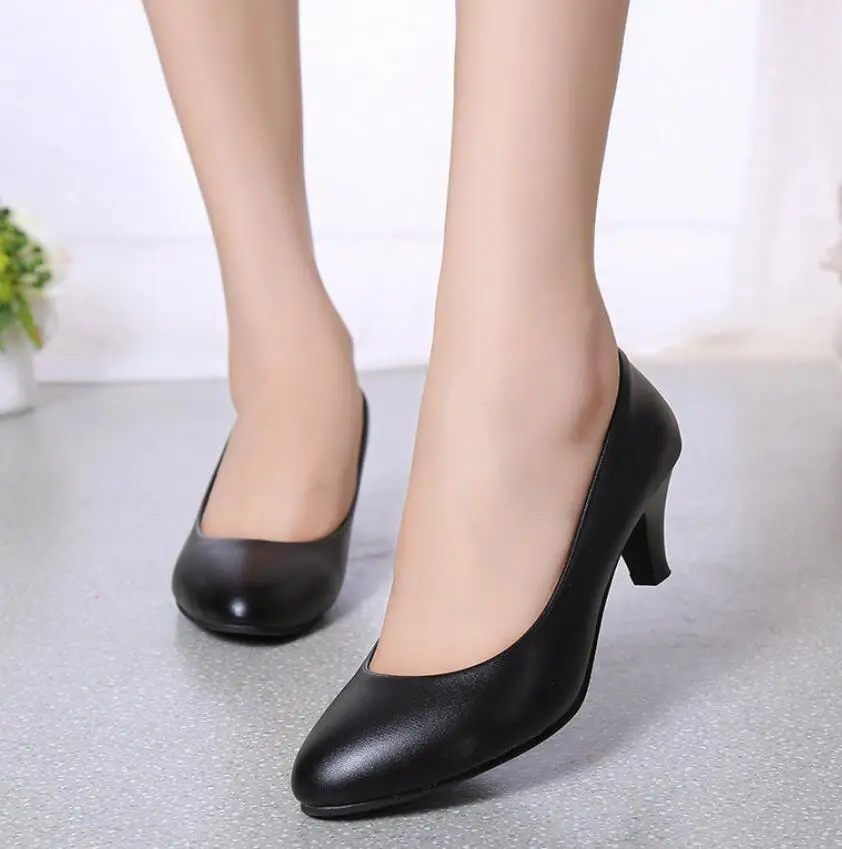 Ake Sia Footware/женские красные туфли лодочки на Высоком толстом каблуке с круглым